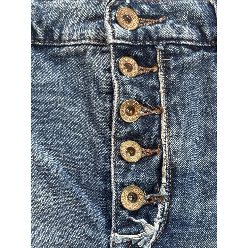 FREE PEOPLE Women's Raw Hem Short Denim Shorts Size 27 Button-Fly Boho Festival - Picture 2 of 9